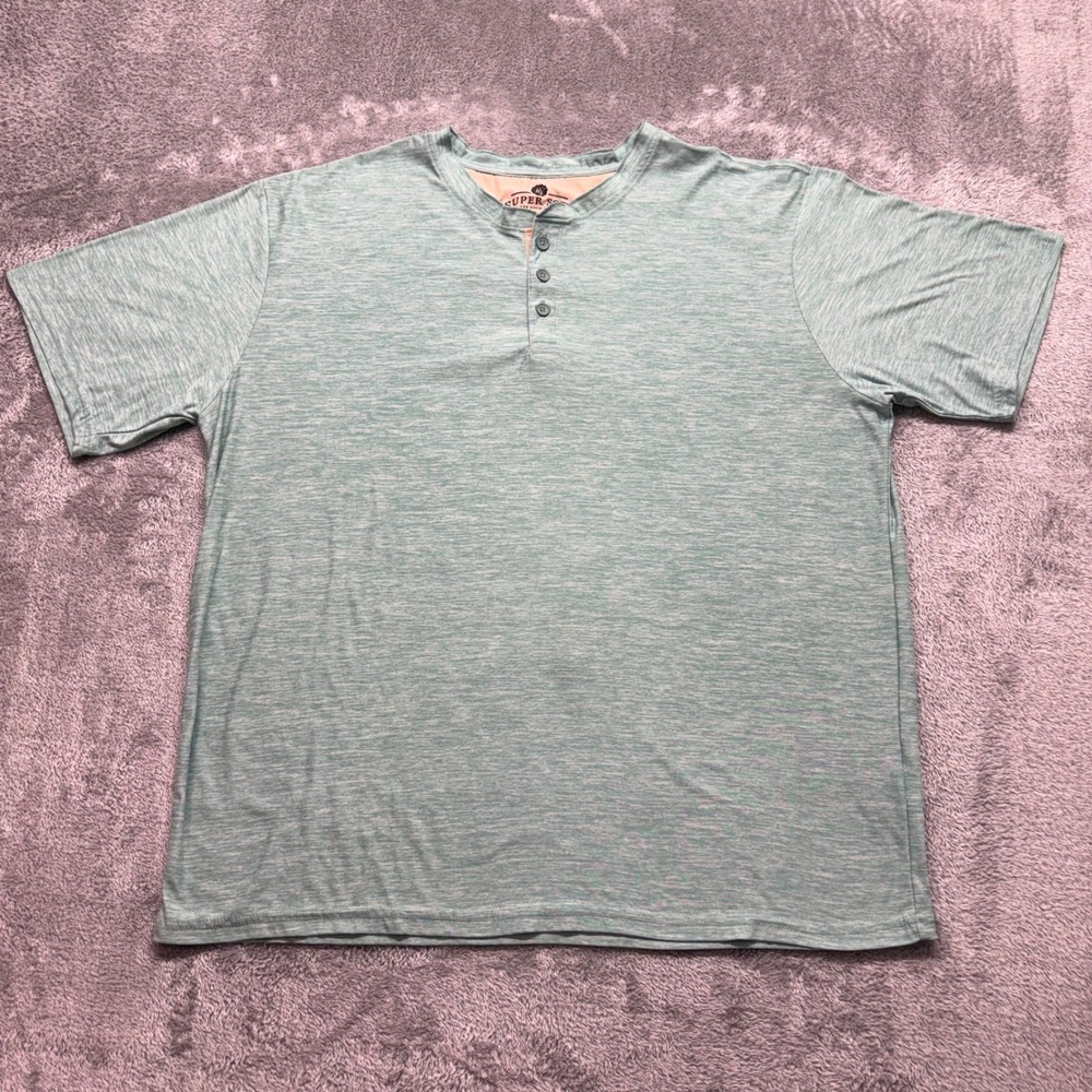 Raw Yarn Industries Henley Shirt Mens 4X Green Good Short Sleeve Space Dye